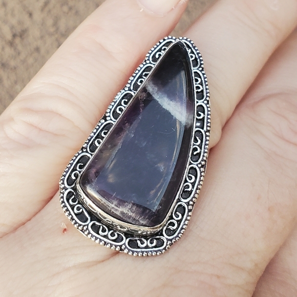 New Chevron Amethyst 925 Silver Ring. - Picture 9 of 15